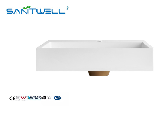 Unique Design SW6001-500 Square Buttom Stone Resin Basins Small Size Glossy White Shampoo Basins