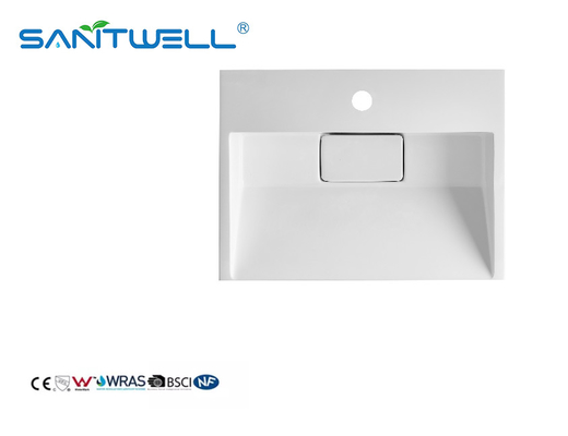 Unique Design SW6001-500 Square Buttom Stone Resin Basins Small Size Glossy White Shampoo Basins