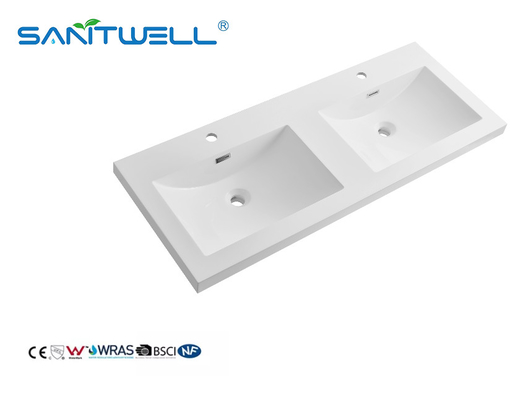 Special Design SW6033-1205 Double Hand Washing Hans Stone Basins Easy Clean Solid Surface Cabinet Sinks
