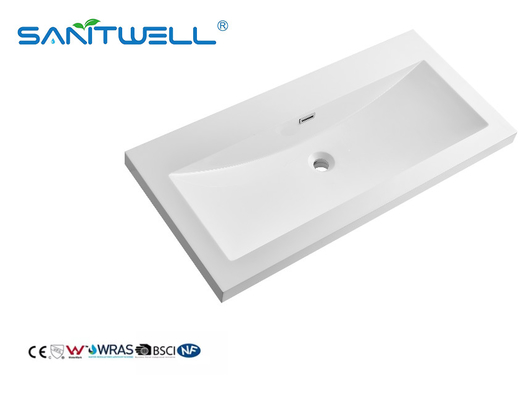 Luxury Design SW6033-1005 Top Quality Artificial Stone Basins Various Size Rectangle Shape Glossy White Vanitary Sinks