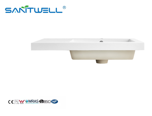 Right Side SWF750R Washing Hand Stone Basins Eco- Friendly Various Size  Glossy White Basins