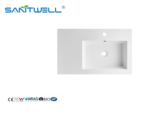 Right Side SWF750R Washing Hand Stone Basins Eco- Friendly Various Size  Glossy White Basins