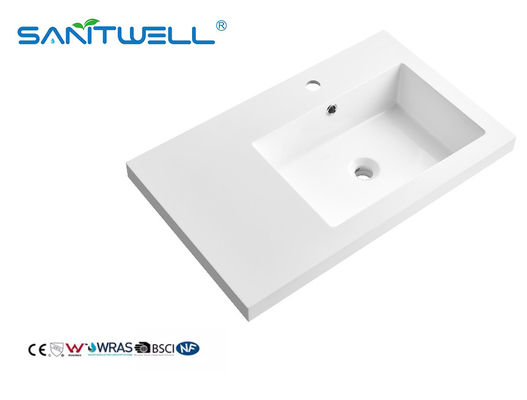 Right Side SWF750R Washing Hand Stone Basins Eco- Friendly Various Size  Glossy White Basins