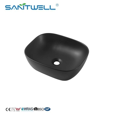 Chaozhou New Developed Top Quality Rectangular Hand Matt Black Washing Sink Bathroom Above Counter Basin Ceramic Basin