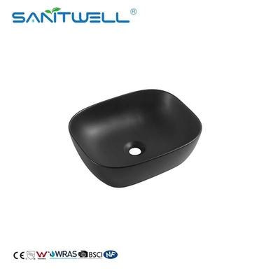 Chaozhou New Developed Top Quality Rectangular Hand Matt Black Washing Sink Bathroom Above Counter Basin Ceramic Basin