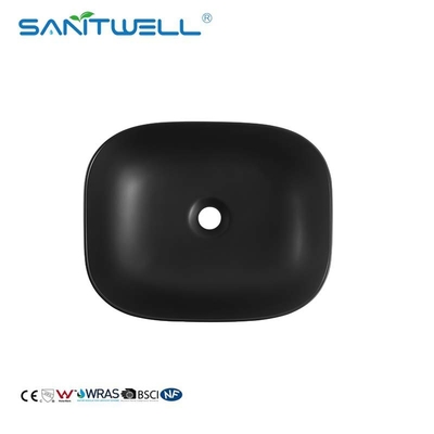 Chaozhou New Developed Top Quality Rectangular Hand Matt Black Washing Sink Bathroom Above Counter Basin Ceramic Basin