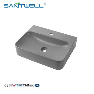 2022 New Design AB8522 Ceramic Wash Hand Basins Matt Grey Rectangle Shape Above Counter Sinks