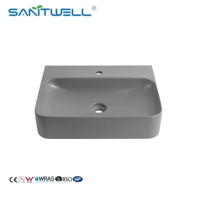 2022 New Design AB8522 Ceramic Wash Hand Basins Matt Grey Rectangle Shape Above Counter Sinks