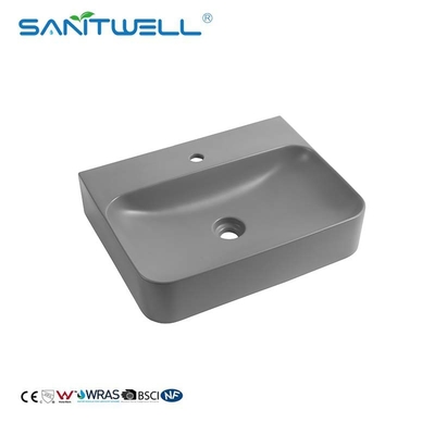 2022 New Design AB8522 Ceramic Wash Hand Basins Matt Grey Rectangle Shape Above Counter Sinks