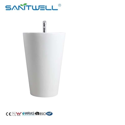 China Suppliers Great Quality Ceramic Pedestal Basins White Color With Overflow Hole Fixing To Wall