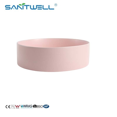China Factory Chaozhou 2024 Above Counter basin Pink Color Ceramic Basin Wall Mounted Sink