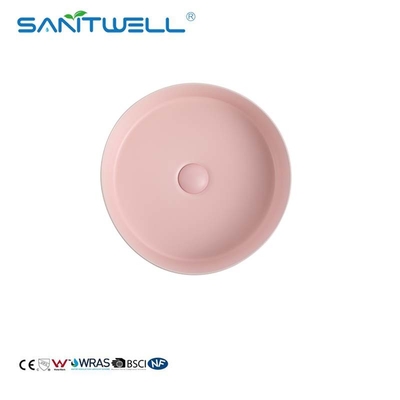 China Factory Chaozhou 2024 Above Counter basin Pink Color Ceramic Basin Wall Mounted Sink