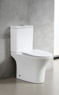 Chaozhou Popular Ceramic Two PIece Toilets Rimless Flushing White Color WC