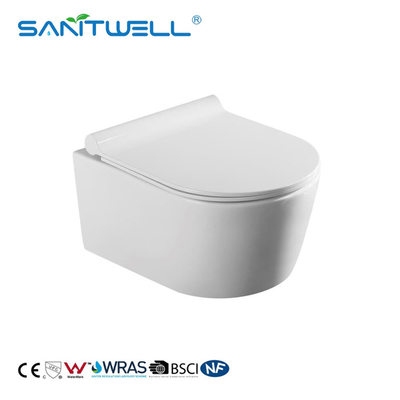 Popular Ceramic WC Public Wall Hung Toilet With UF Soft Closing Seat Cover