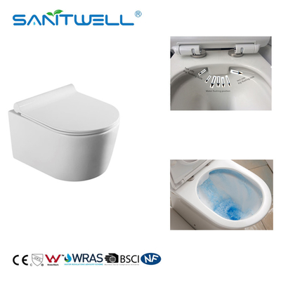Popular Ceramic WC Public Wall Hung Toilet With UF Soft Closing Seat Cover