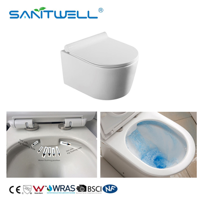 Popular Ceramic WC Public Wall Hung Toilet With UF Soft Closing Seat Cover
