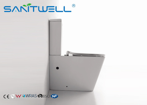 Rimless Toilet  Ceramic Back to Wall Wash Down P Trap Bathroom Bowl With Soft Close Seat Close Coupled Toilets