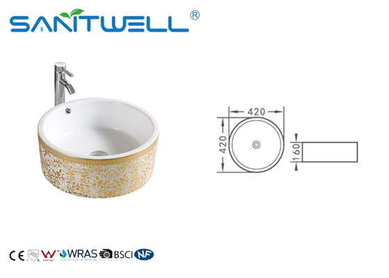 Round Ceramic Art Basin Above counter Vanity Sink bowl Gloss white