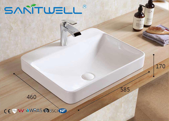 Chaozhou Suppliers AB319 Ceramic Art Basin Above counter Vanity Sink bowl Gloss white Color