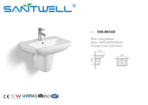Bathroom Wall Hung Basin White Standing Ceramic Half Semi Pedestal Sink