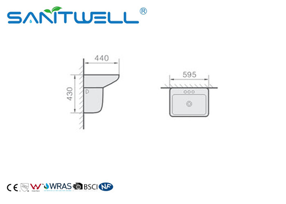 Bathroom Wall Hung Basin White Standing Ceramic Half Semi Pedestal Sink