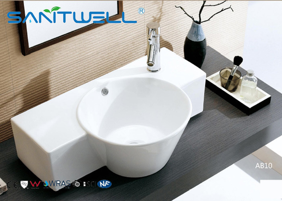 AB10 Wash Basin White Color Round Counter Top Ceramic Art Basins Vanity Bowl Bathroom
