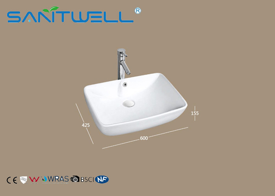 Rectangle Above Counter Top Wash Basin Ceramic Bathroom Vessel Vanity Sink