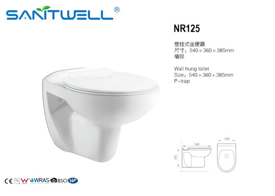 540*360*385 mm NR125  Wall Hung Toilet In Living Room White Color Washdown Rimless