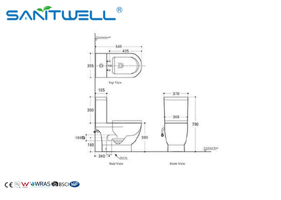 American Standard  Siphonic Ceramic Toilet Dual Flush Normal Height Round Front WC with Liner White 2-Piece