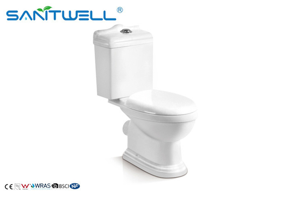 Dual-Flush Modern Ceramic Toilet Two Pieces WC in Bathroom White