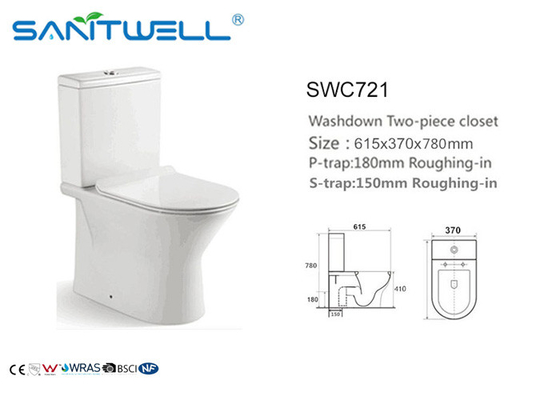 Gravity Flushing System Ceramic Toilet Western Sitting WC Two Piece