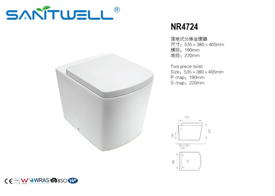 S trap 2 Piece Free Standing Toilet Ceramic WC For Living Room