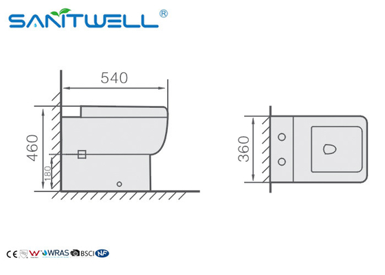 Hotel Bathroom Washdown Bathroom Toilet Commode with Watermark Certification