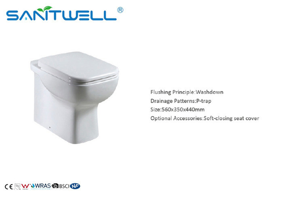 American market WC Wall Faced Toilet  , P trap Washdown Dual Flush Two piece toile