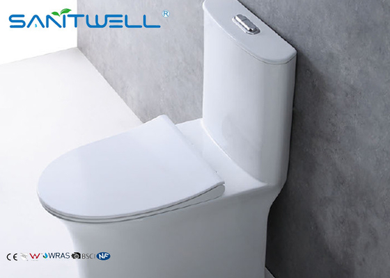 White Ceramic Wc Single Piece Toilet 655*395*770 mm Size Nano glazing OEM