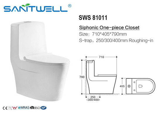 Sanitary ware siphonic wc one piece S trap toilet 710*405*790 mm Size