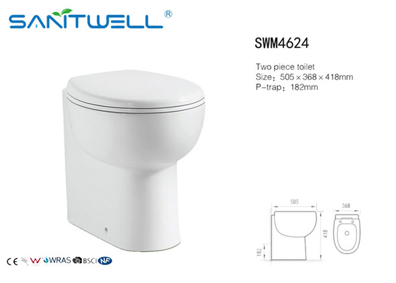 Round Comfort Height Wall Faced Toilet Washdown Ceramic Two Piece WC For Bathroom