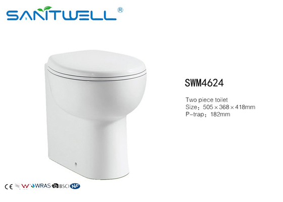 Round Comfort Height Wall Faced Toilet Washdown Ceramic Two Piece WC For Bathroom