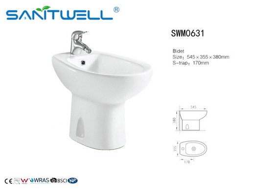 Floor Mounted Bidet Ceramic Refined , bathroom bidet 545*355*380 mm Size