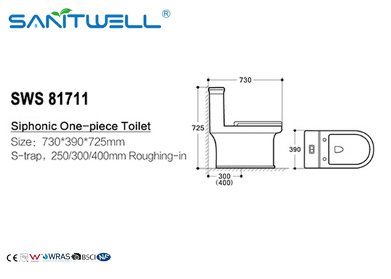 Floor mounted siphonic dual flush toilet modern sanitary 730*390*725 mm Size