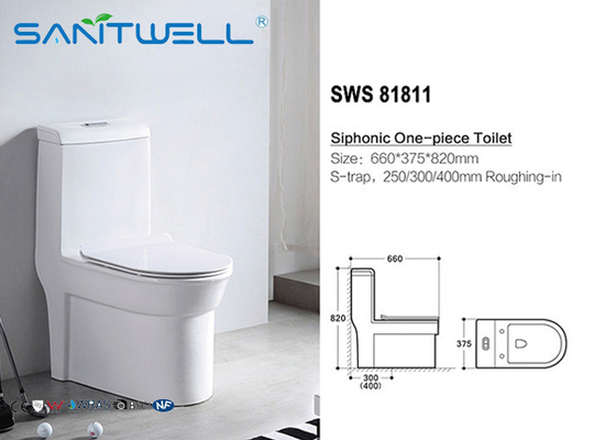 Portable Single Piece Toilet Siphonic Ceramic Water Fittings WC Seat , Water Closet Toilet