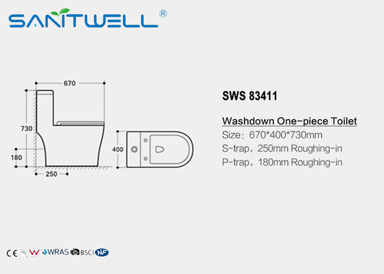 Ceramic bathroom ware S trap single unit toilet , single piece wc