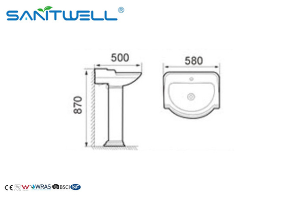 Middle East style sanitary ware bathroom big size pedestal wash basin
