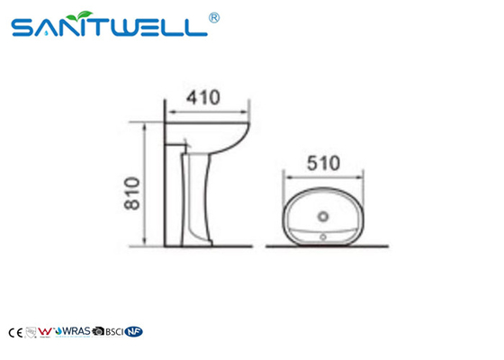 Hotel bathroom sanitary ware pedestal wash hand basin SWC541 modle