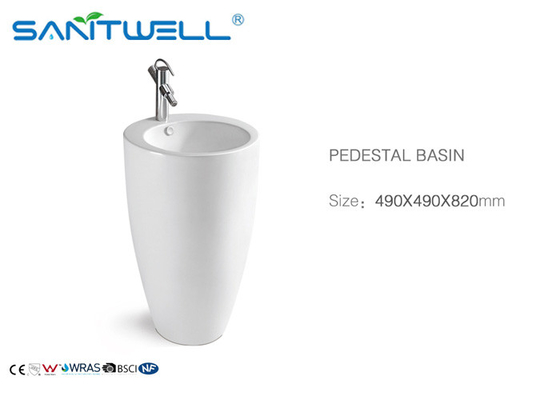 Ceramic one piece Bathroom Pedestal Basins diamond shape SWC2241