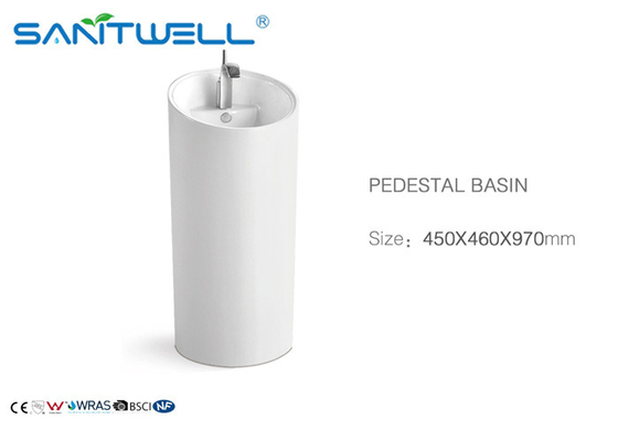 Popular style white bathroom ceramic pedestal basin with SON certificate