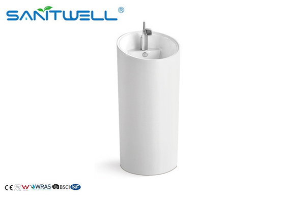 Popular style white bathroom ceramic pedestal basin with SON certificate