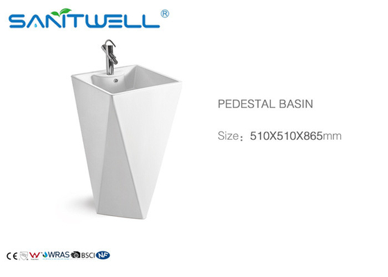 Floor mounted Bathroom Pedestal Basins , Fashionable bathroom sink basin