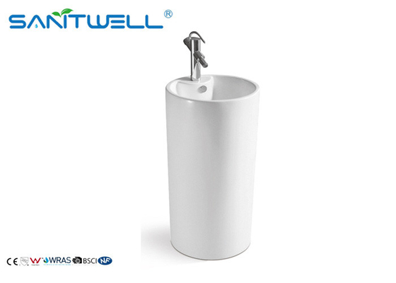 Free Standing white pedestal  basin Elegant Design sanitaryware ceramic bathroom