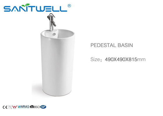 Free Standing white pedestal  basin Elegant Design sanitaryware ceramic bathroom
